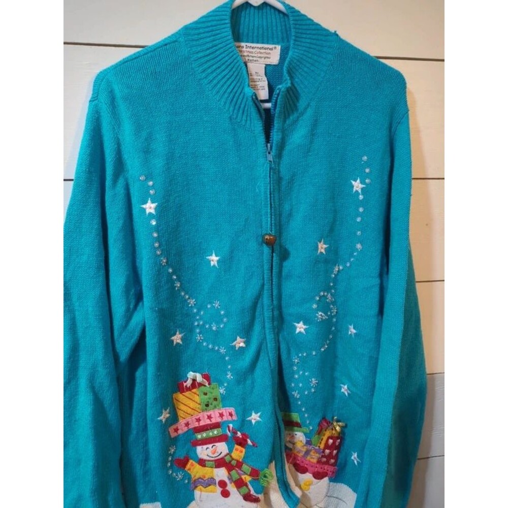 Vintage 3x tiara Christmas collection ugly sweater Bell snowman Christmas
